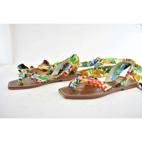 Christian Louboutin Niloofar Flat Satin Lace Up Tie Floral Multicolor Sandal 36 - Picture 9 of 12